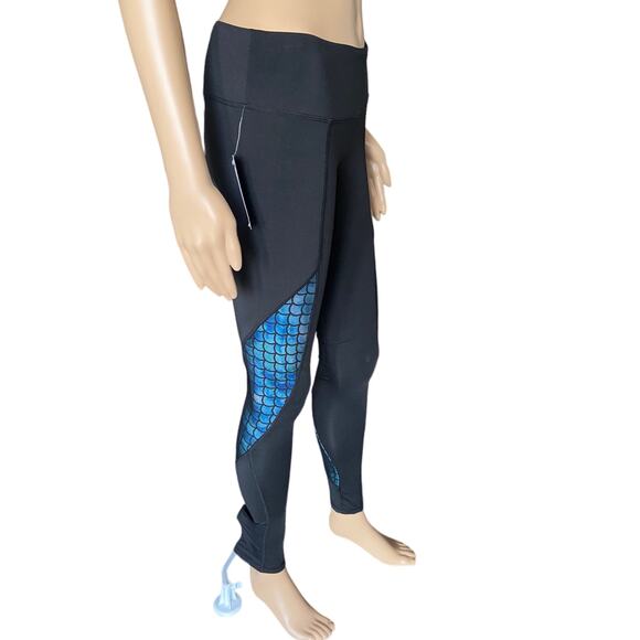 Fin Fun Black and Blue Mermaid Leggings Size XS - Picture 5 of 8